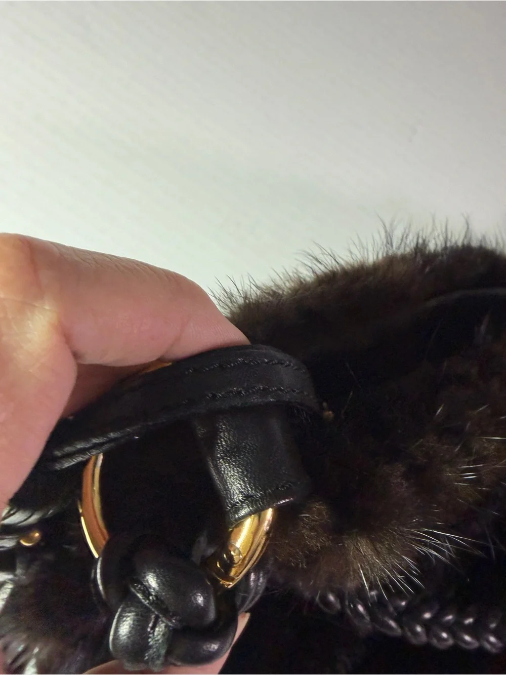 Paolo Masi Dark Mink Fur Shoulder Bag with Black Tassel - dark brown, black
